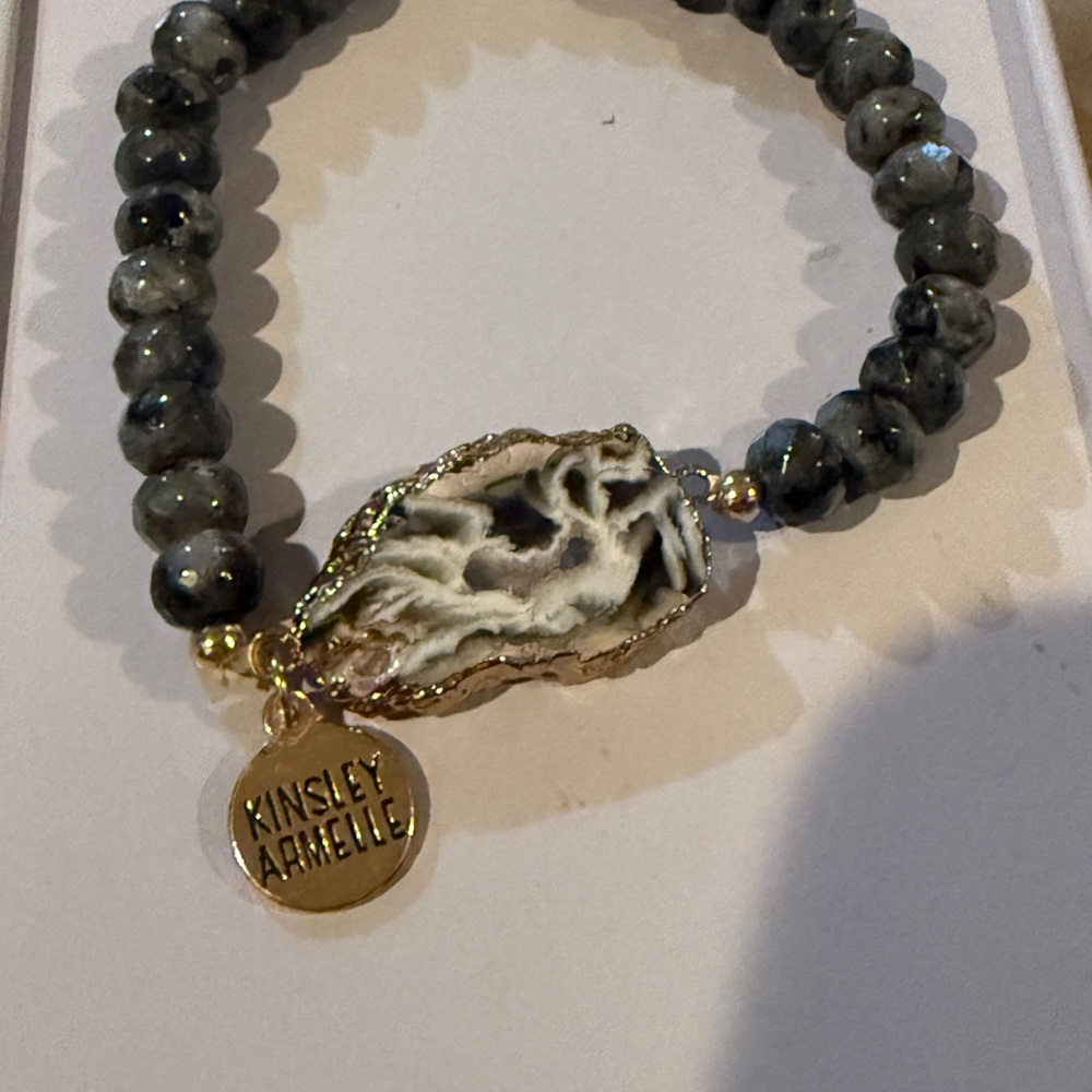 Kinsley Armelle Gold and Black Bracelet with Ornate Centerpiece